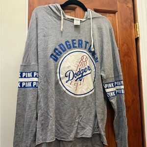 PINK Victoria's Secret Gray Hoodie with Blue Accents